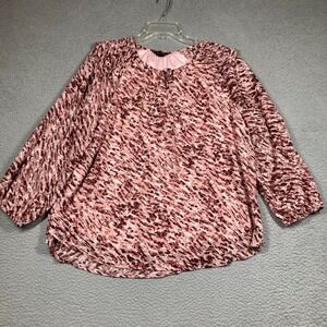 Simply Vera Vera Wang Top Women's XL Pink Leopard Long Sleeve‎ Sheer Lined
